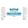 Label design for a 16 oz BeBeauty Premium Treatment Bond Aid nail prep solution, featuring ingredient list, usage instructions, and safety warnings. Central blue ribbon with text "premium treatments, strong bond, non-yellowing.