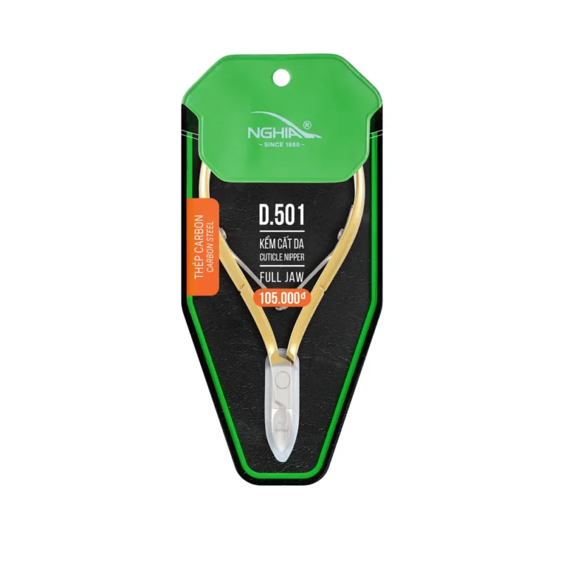 Nghia Cuticle Nipper C-118 (D-501) Jaw 16 packaged in a green and black blister pack with an orange price tag, priced at 105,000.