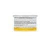 Plastic container with detailed product labeling, topped with a white lid and bottom part covered with a yellow band featuring usage instructions and ingredient list for GiGi All Purpose Hard Wax 0332.