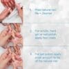 Step-by-step nail preparation: 1. File and cleanse natural nails. 2. Apply two coats for acrylic, hard gel, or nail polish. 3. Use Young Nails Protein Bond 0.25oz and apply a small amount to the tip of the natural nail for gel polish.