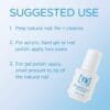 Instruction image for Young Nails Protein Bond 0.25oz: It recommends filing and cleaning the nails, applying two coats for acrylic or gel applications, and using a small amount on the tips of natural nails before applying gel polish.