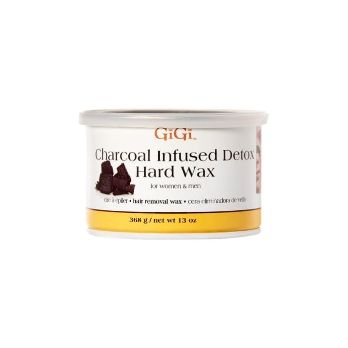 A 13 oz can of GiGi Charcoal Detox Facial Hair Removal Wax, designed for hair removal, suitable for both women and men.