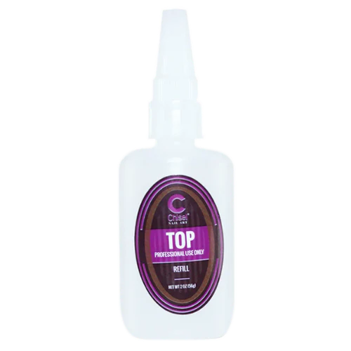 A white plastic bottle labeled "Top Professional Use Only" with a purple oval and white cap, containing Chisel Dip Essentials 0.5oz.