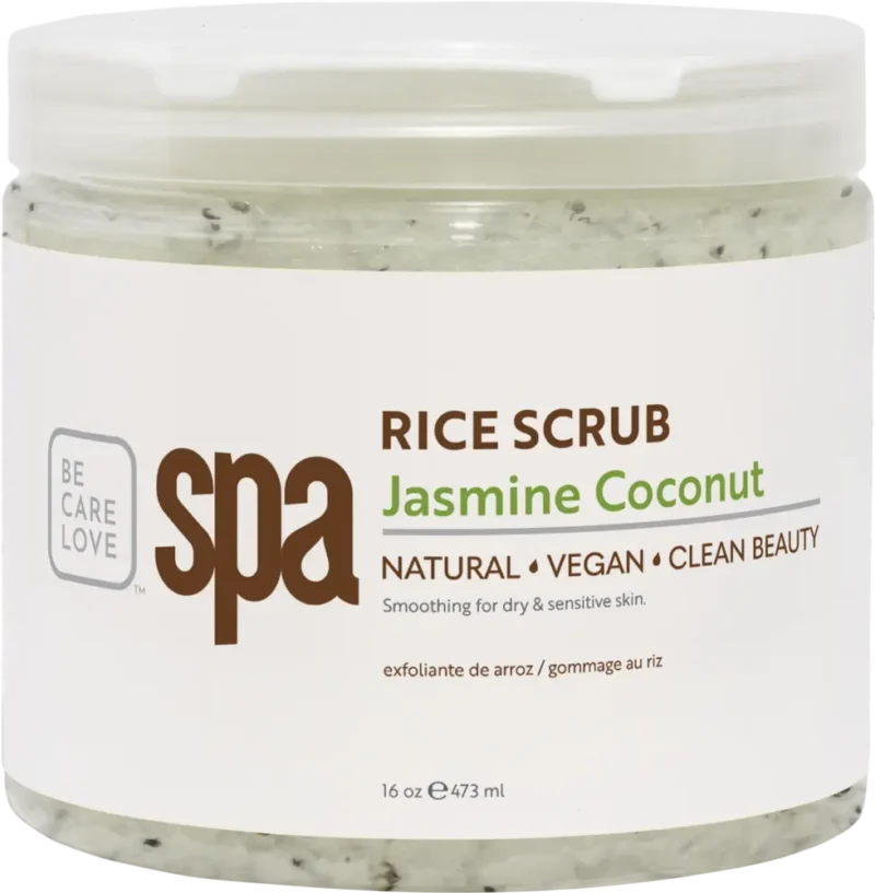 A jar of BCL Organic Spa 16oz Jasmine Coconut, labeled as natural, vegan, and clean beauty, for smoothing dry and sensitive skin. The 16 oz (473 ml) jar contains the perfect blend to nourish your skin.