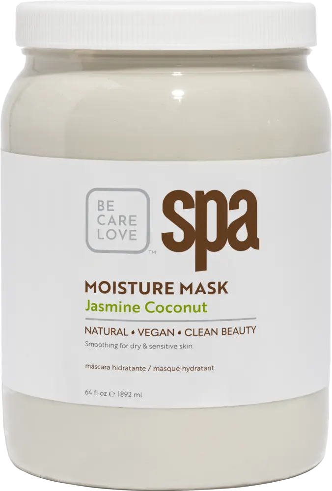 A jar of "BCL Organic Spa 16oz Jasmine Coconut." The label indicates it is natural, vegan, and clean beauty for dry and sensitive skin, with a net content of 16 oz (473 ml).