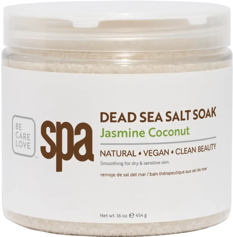 A jar of BCL Organic Spa 16oz Jasmine Coconut, labeled as natural, vegan, and clean beauty.