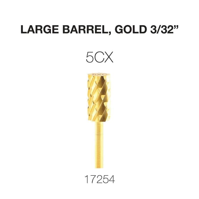 Gold-colored large barrel tool, 3/32" size, labeled 5CX with product code 17254, also known as the Cre8tion 2-Way Carbide Large Barrel Bit 3/32".