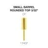 Cre8tion 2-Way Rounded Top Carbide Bit 3/32" Small Barrel, gold-colored and measuring 3/32 inches, features a small barrel and rounded top. Item number 17407.