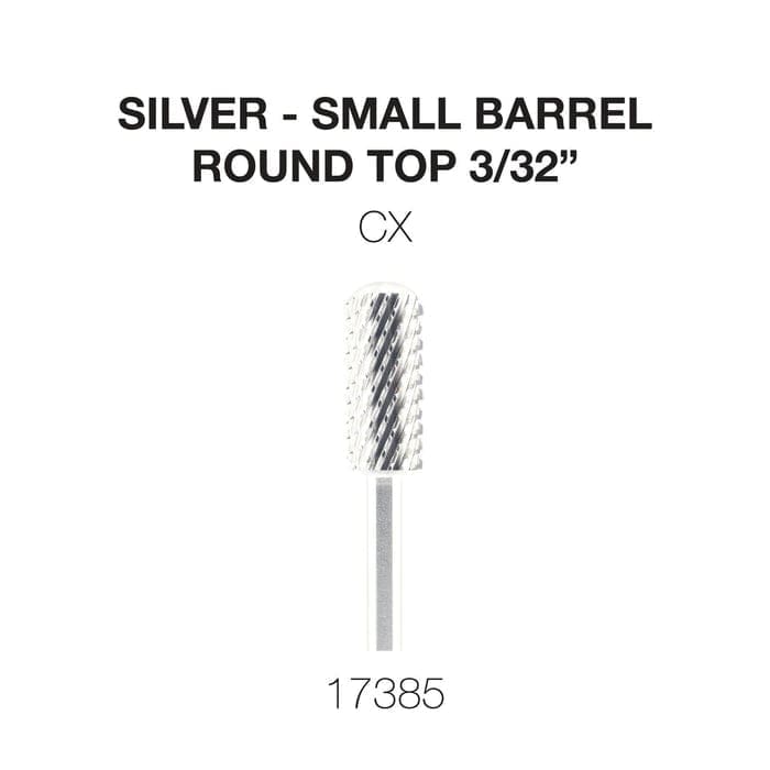 Image of a Cre8tion 2-Way Rounded Top Carbide Bit 3/32" Small Barrel, labeled CX, with the number 17385 displayed below it.