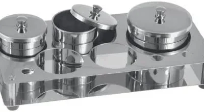 5 Slots With 3pcs Metal Pink & White Liquid Set