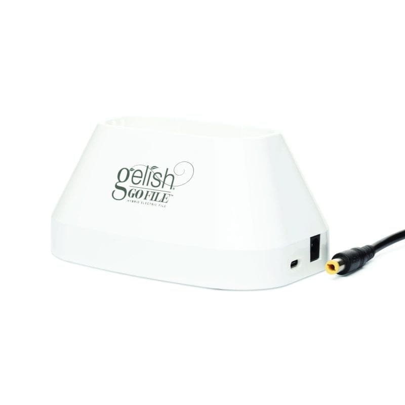 A white Gelish Go File IQ Smart Electric File with Geisha branding.