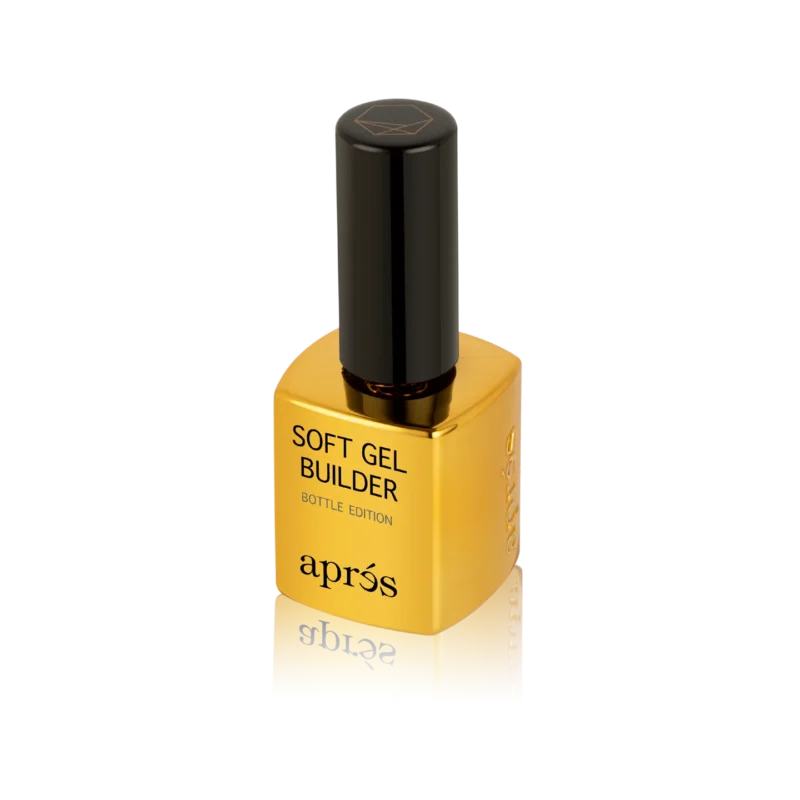 A 15ml bottle of apres Soft Gel Builder In A Bottle on a white background.