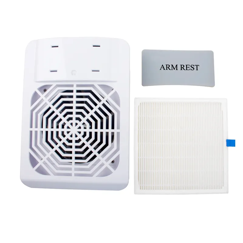 A white air purifier with a Nail Dust Collector Filter.