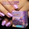 A woman holding a tray of Collagen Spa 4 Step Pedi Trays (24 Trays/Box) LEMON LIME.