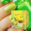 A citrus-themed manicure featuring the Collagen Spa 4 Step Pedi Tray (24 Trays/Box) LEMON LIME.