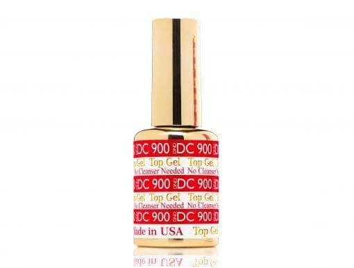 A bottle of DND DC Top Gel No Cleanser 0.5oz.