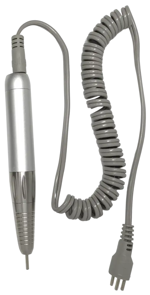 A silver corded syringe with a Coreless Handpiece Nail Drill (Compatible with UP200, ManiPro, & Pro Power 20K) TP-339 attached to it.