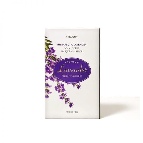 A box of lavender soap on a white background.