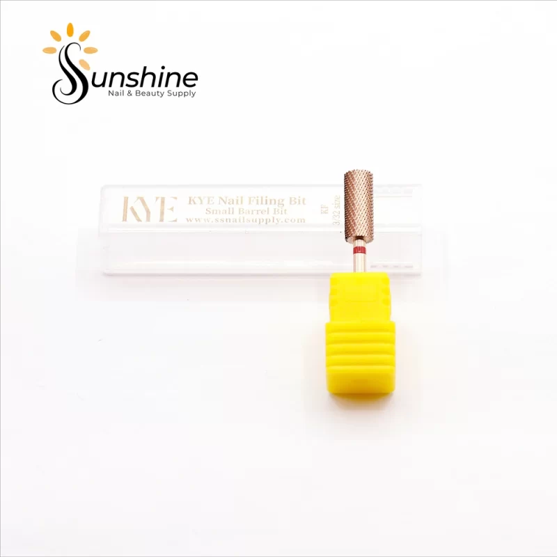 Professional KYE Premium Bit Small Barrel 5.35mm nail drill bit with yellow handle, displayed on a clean white background.