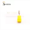 Sentence with replaced product name: Carbide nail drill bit with a yellow handle and protective KYE Premium Bit Small Tapered Barrel 5.2mm case, branded for nail filing and shaping.