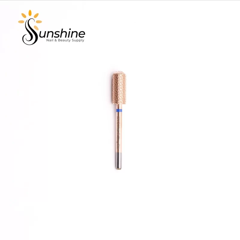 Gold-colored KYE Premium Bit Small Barrel Smooth Safety Top 5.35mm nail drill bit with a small barrel smooth safety top on a white background.