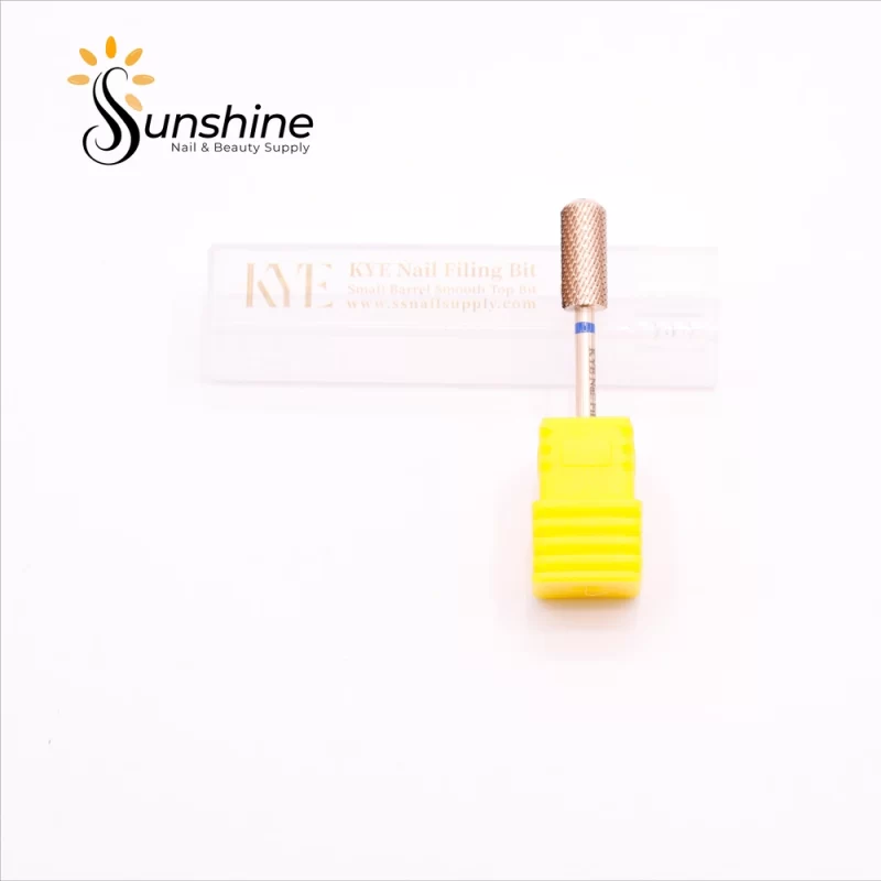 A KYE Premium Bit Small Barrel Smooth Safety Top 5.35mm nail filing drill bit with packaging from Sunshine Nail & Beauty Supply.