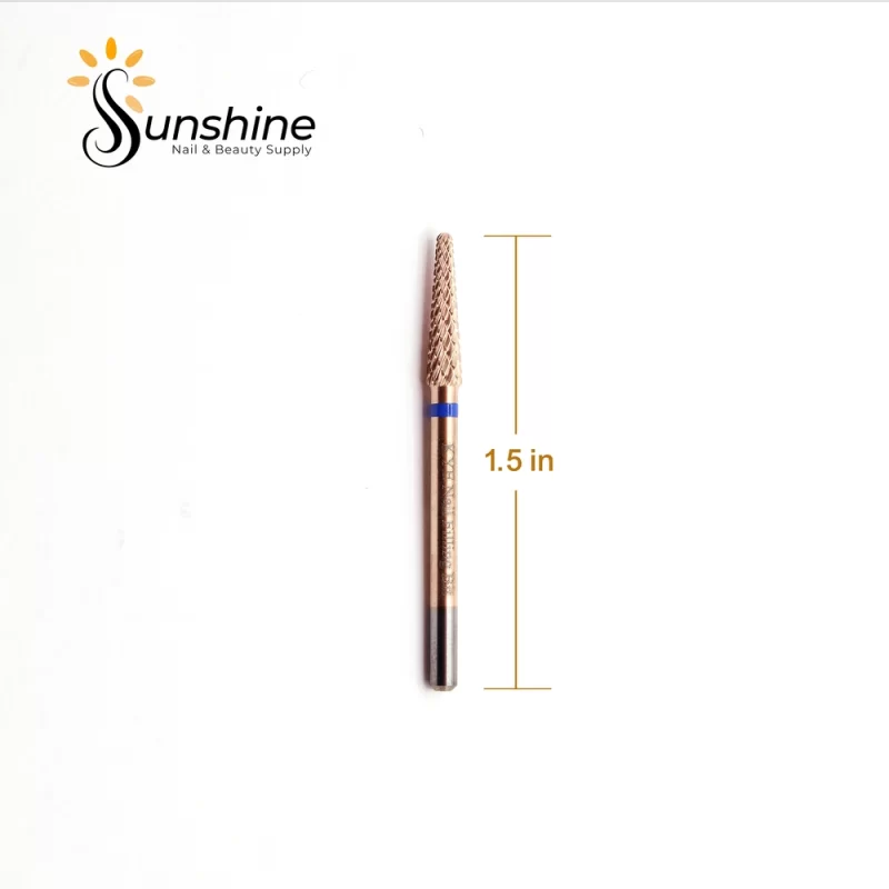 A KYE Premium Bit Small Cone 3.1mm nail drill bit with a 1.5 inch measurement indicator, branded by sunshine nails & beauty supply.