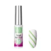 A bottle of KYE Nail Art Gel from the KYE Nail Art Gel Kit Box 48 Colors showcases a green and white striped design on a nail tip.