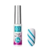 Explore the KYE Nail Art Gel Kit Box 48 Colors, which includes a vivid array of shades. This set features elegant blue diagonal stripes on a clean white nail, ideal for creative nail art designs.