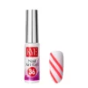 A bottle of KYE Nail Art Gel Kit Box 48 Colors marked "36" is placed beside a nail design showcasing pink diagonal stripes on a white background, from the stunning collection of 48 colors.