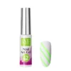 A bottle of nail art gel marked "42" from the KYE Nail Art Gel Kit Box 48 Colors, featuring an elegant design of diagonal green stripes on a white nail tip.