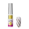 Beside a nail sample featuring stylish white and gold diagonal stripes is a bottle of KYE Nail Art Gel Kit Box 48 Colors, labeled "47", part of the vibrant collection showcasing 48 dazzling shades.