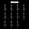 An illustration depicting various sizes of KYE Soft Gel Refill Tips - Long Stiletto (50pcs/Bag) nail shapes.