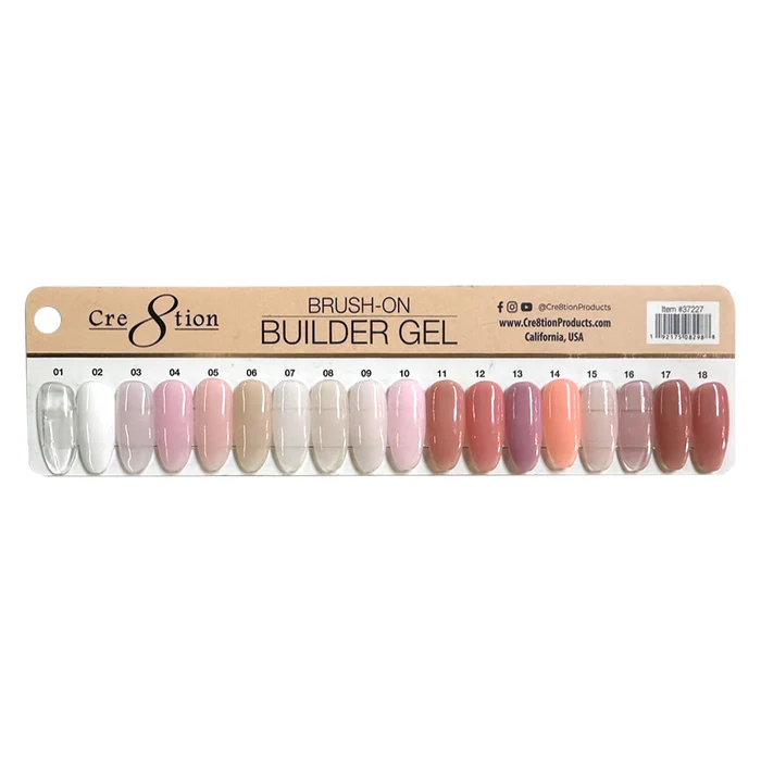 Cre8tion Gel Collection - Overlay/ Brush on Builder 0.5oz, Sample tip Cre8tion Gel Collection - Overlay/ Brush on Builder 0.5oz, Sample tip