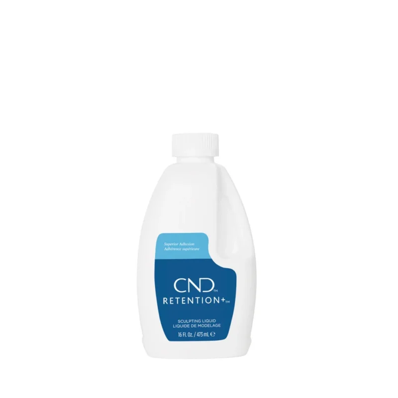 A white bottle of CND Retention Liquid 16oz ( Medium Set) with a blue label, displayed against a plain background.
