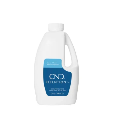 White plastic bottle of CND Retention Liquid 32oz (Medium Set) for nail art, with blue label.