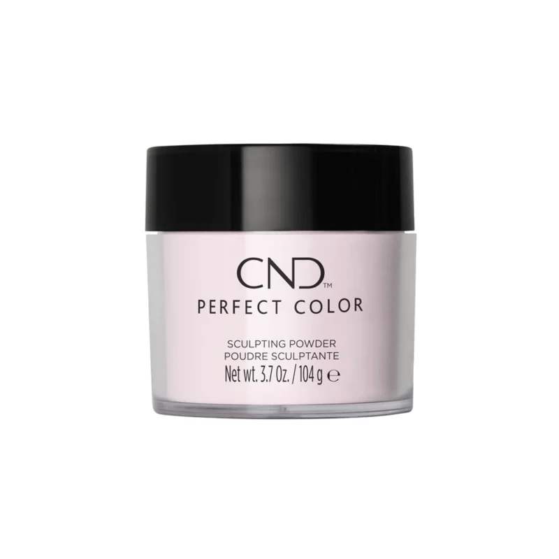 A jar of Clear and Pink CND Sculpting Powders 3.7oz perfect color sculpting powder, isolated on a white background.