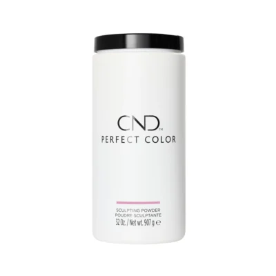 A cylindrical container of CND Sculpting Powders 32oz, white with black lid, displaying the product details on its label.