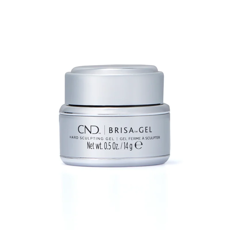 A small, round CND Brisa Sculpting Gels 0.5oz container against a white background.