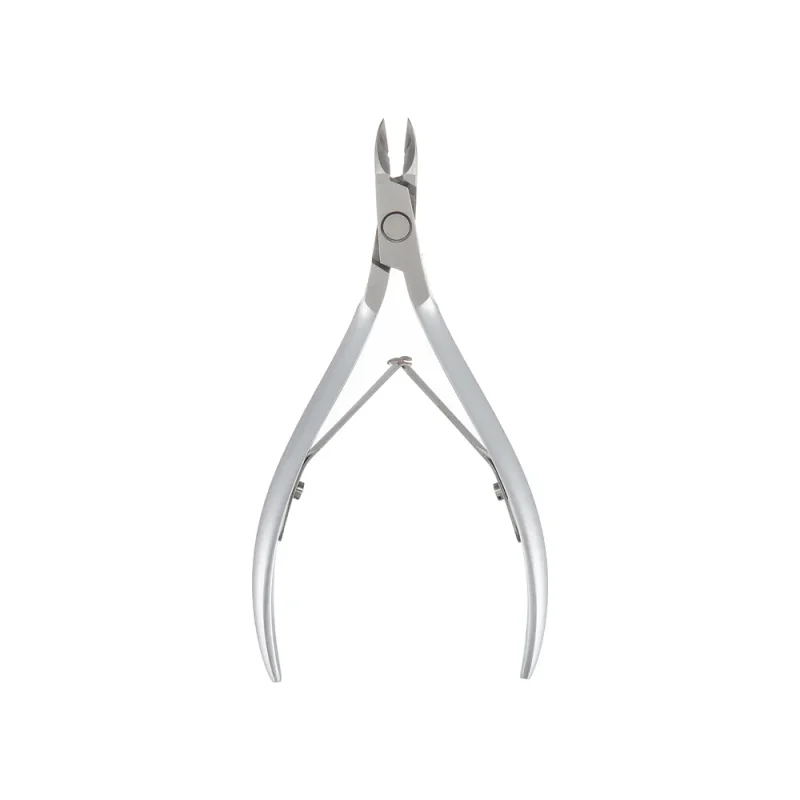 Stainless steel nail cuticle nipper on a white background.