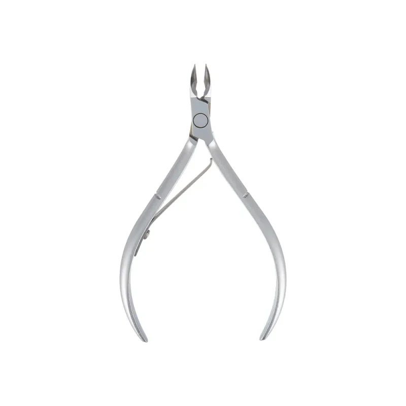 A pair of stainless steel NGHIA Cuticle Nipper (D-506/C-114) Box of 10pcs Full Jaw with curved handles and sharp cutting edges, isolated on a plain white background.