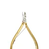 Gold-colored NGHIA Cuticle Nipper (D-555/C-112) Box of 10pcs Full Jaw open against a white background.