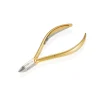 A pair of gold NGHIA Cuticle Nipper (D-555/C-112) Box of 10pcs Full Jaw on a white background.