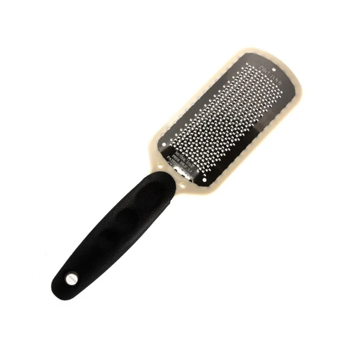 A handheld Protool Foot File 1.1 Black/Ivory with a black handle, lying flat on a white background.