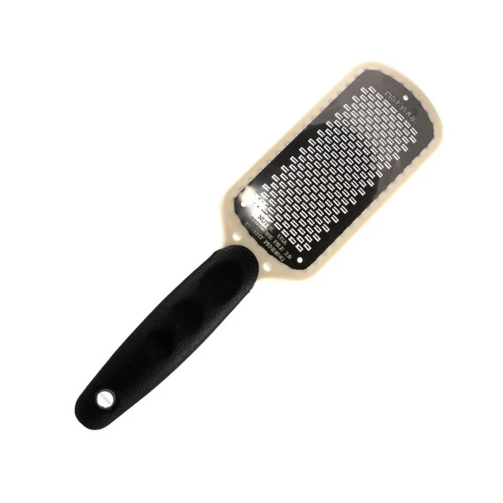 A Protool Super Foot File New Blade 2.0 with a black handle, featuring a new blade, isolated on a white background.