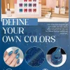 Advertisement for Lavis Nails showcasing various nail polish colors and bottles, highlighting features such as natural resin, non-toxic, and free of harmful substances. The main text reads "Define Your Own Colors with LAVIS – try our LAVIS Cat Eye CE14 - Super Nova Collection shades for a stellar look.