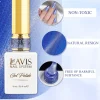 A bottle of LAVIS Cat Eye CE12 from the Arctic Jewel Collection, showcasing a shimmery blue color. Text highlights features as non-toxic, made with natural resin, and free of harmful substances. Lavis branding at bottom.