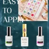 Instructional image showcasing a Lavis nail system with steps to apply nail gel: Step 1 - Apply base coat and cure. Step 2 - Apply LAVIS Cat Eye CE2 from the Under The Sea Collection and cure. Step 3 - Apply top coat and cure.