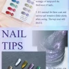 A set of nail tips from the LAVIS Cat Eye CE4 - Fairy Tale Collection, showcasing different metallic colors with instructions for applying the LAVIS CE4 magnetic stick to achieve a mesmerizing cat eye effect. Text highlights warm tips and nail tips for achieving various results.