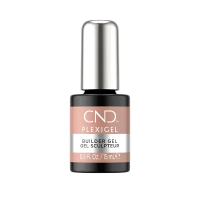 A bottle of CND PLEXIGEL Color Builder Peach Moonstone, labeled as "Gel Sculpteur," containing 0.5 fl. oz. (15 mL) of product, is ideal for creating stunning enhancements.